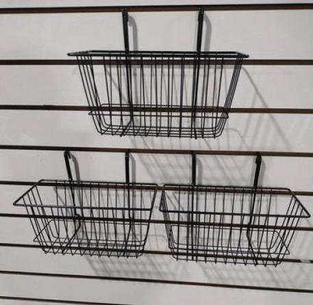 POWDERCOAT 12L X 6D X 6H BASKET GRIDWALL/SLATWALL -SHOPFITTING ACCESSORIES