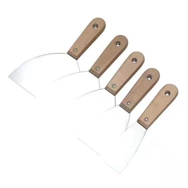 Wooden handle 3 Inch Carbon Steel Soft Grip Heavy Duty Bent Putty Knife Scraper