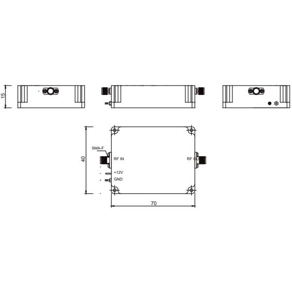 Широкополосный усилитель низкого шума высокой мощности и низкого шума 0.1-6 ГГц Модуль усилителя 38 дБм для научных исследований
