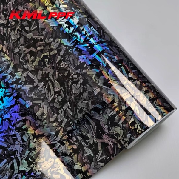 PET Rainbow Forged Carbon Fiber Silver/gold Good air Release Channels Wrap Vinyl Carbon Fiber