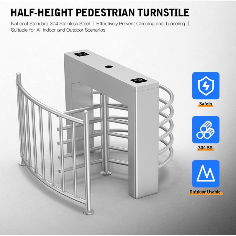 HCW CW803 Automatic SUS304 Half Height Rotary Turnstile Gate boom gate