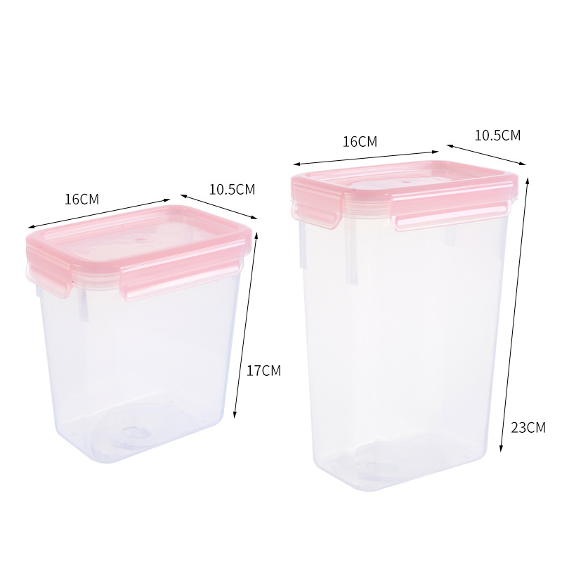 Transparent Rectangular Fresh-Keeping Storage Box for Fruits Vegetables Snacks Grains Moisture-Proof Sealed Jar for Kitchen Use