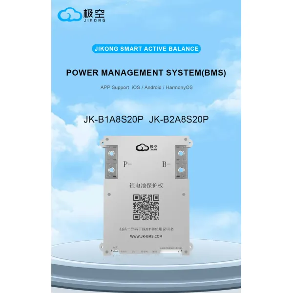 Jkbms Jk Smart BMS 4s 7s 8s 24V 100A 200A Jikong 1A 2A Active Balance Jk-B2a8s20p Support DDP