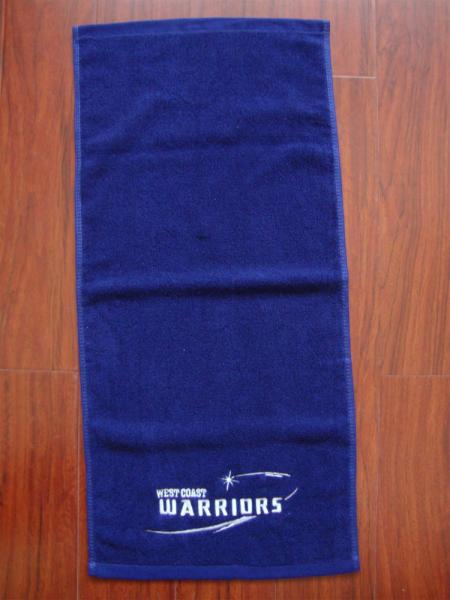 100% cotton Small MOQ blue color gym/sport/golf towel with custom brand logo