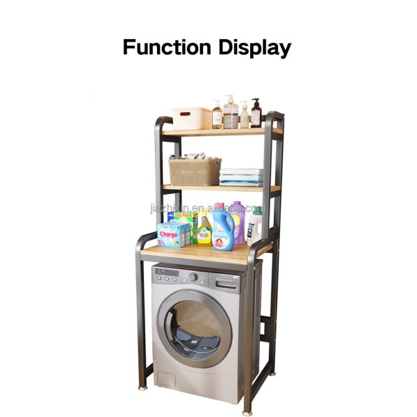 3 Tier Baby Bathroom Storage Accessories Countertop Metal Wooden Shelf Toy Organizer Washing Machine Rack Toilet Storage Shelf
