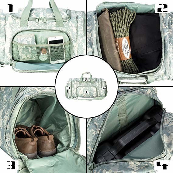 Lightweight Military Tactical Bag Travel Duffle Bag With Shoes Compartment