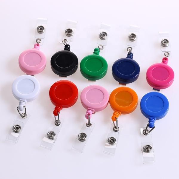 Deyi Round Retractable Plastic Badge Reel With Alligator Clip for Nurses Cute Badge Reel Office Merch