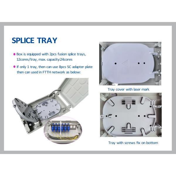 FTTH EPON Network Fiber Optic Distribution Boxes, Plastic 24 Ports Fiber Optic Splice Box