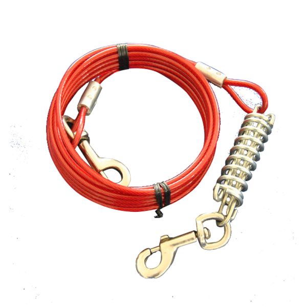 PVC Coated Galvanized Steel Wire Rope Dog Tie Out Cable with 15ft Length for Durable Pet Tethering