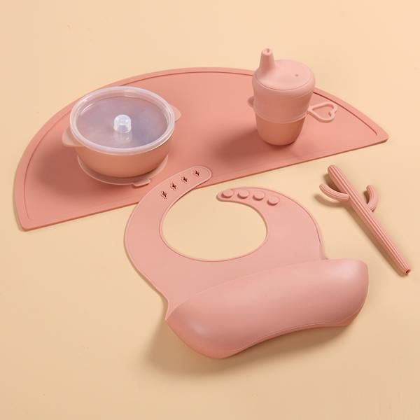 FDA Approved 100% Silicone Weaning Set , Microwave Safe Baby Feeding Sets