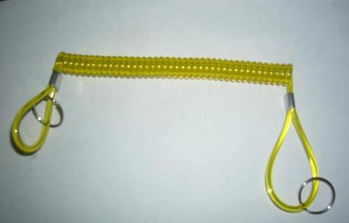 Safety yellow coiled cable tool lanyard economical elastic spiral anti-drop accessory rope