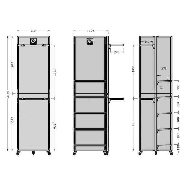Apparel Retail Store 4 Caster Clothing Rack Free Standing Clothing Display Rack