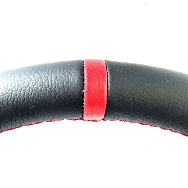 Microfiber Leather 330mm Deep Dish Steering Wheel 6061 Aluminum Red Stitching