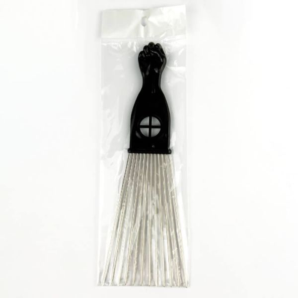 Black Steel Metal Hair Picks OEM Metal Afro Comb For Curly Hair