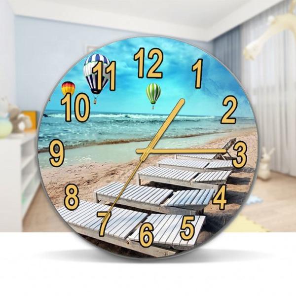 Home Wall Decoration Glass Wall Clock with Scenic Landscape Design and Oil Painting