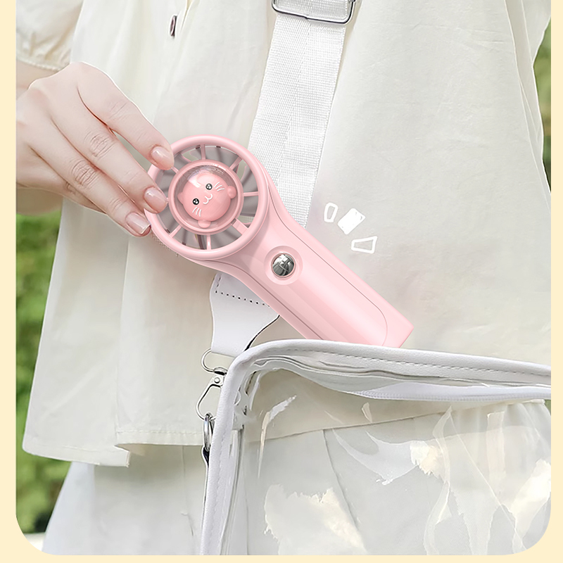 Rechargeable Kids-Safe Design Quiet Cute Cartoon Pig/Cat/Chicken Kids Handheld Fan with 1200mAh Battery
