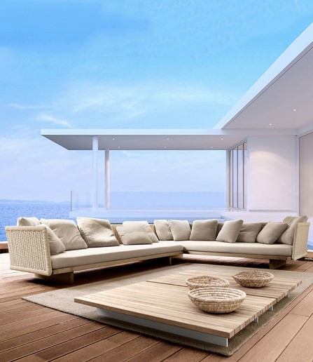 Teak Wood Outdoor Couch Outdoor Furniture For Sitting / Leisure / Sleep