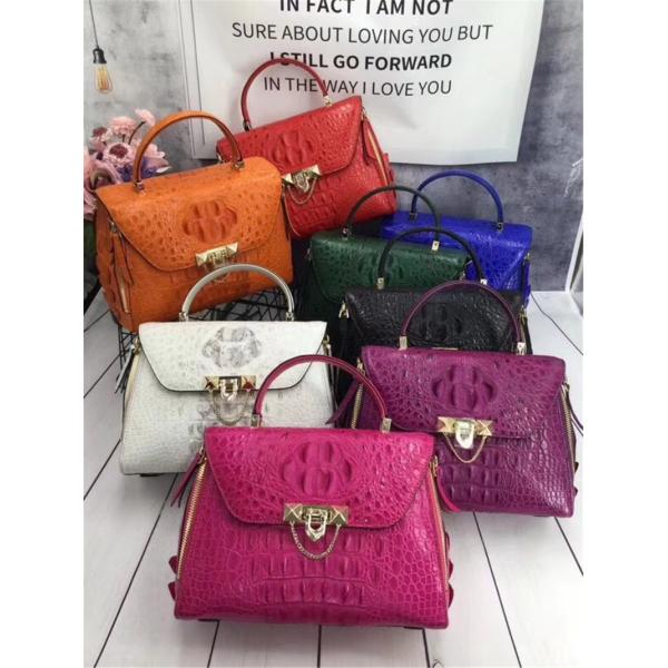 Exotic Genuine Crocodile Skin Woman Orange Purse Authentic Alligator Leather Lady Handbag Female Crossbody Shoulder Bag