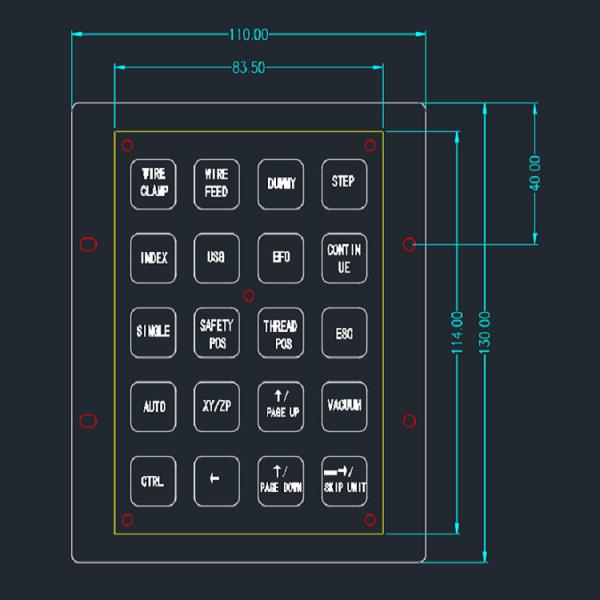 Kiosk 20 Stretched Keys Industrial Metal Keyboard With USB Interface