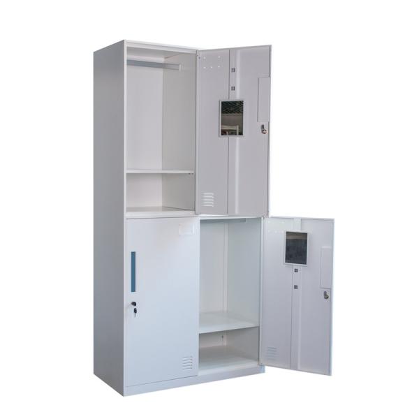 Espessura 0.5~0.8mm cacifo Gray Vertical Iron Storage Locker de quatro portas