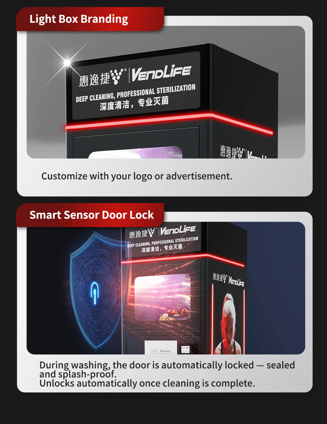 Smart Helmet Cleaning Vending Machine with UV Sterilization, Automatic Drying, Deodorizing System and QR Card Payment for Motorcycle Shops, Gyms and Public Locations