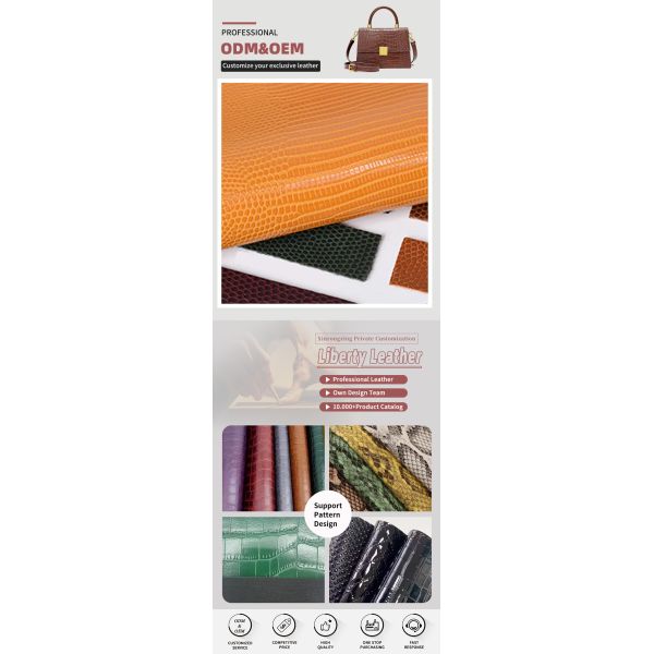 PVC Embossed Lizard Design Grain Artificial Synthetic Leather for Bag Shoes Sofa Car Wallet Decorate Belt Faux Leather Fabric