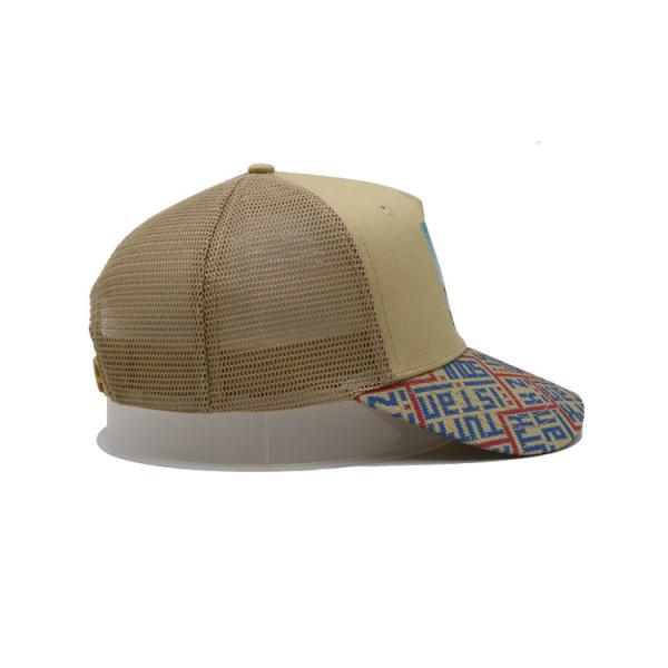Напечатанный пластырь 5 панель грузовик кап Light Yellow Polyester And Mesh