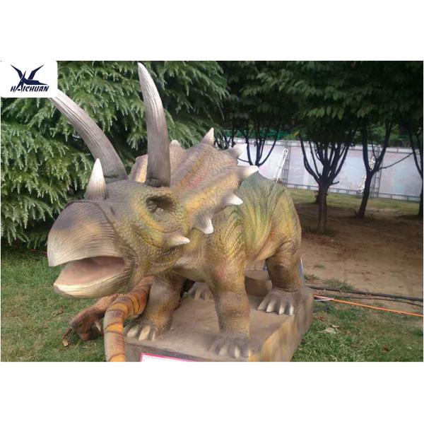 Life Size Farm Animal Models , Full Size Triceratops Dinosaur Lawn Sculpture 