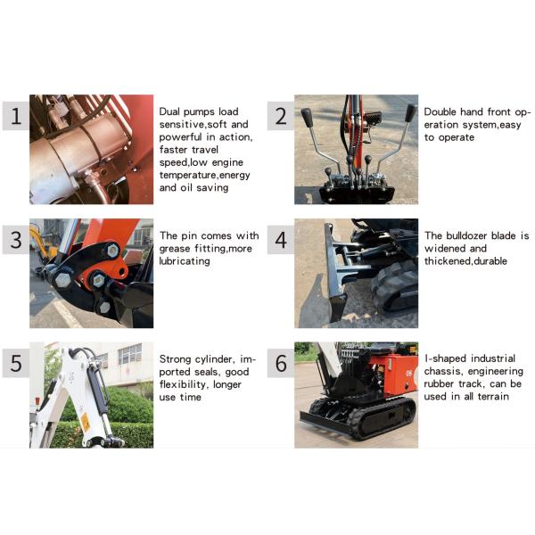 KV08 Mini Excavadora Diesel 2000*730* 1880mm 16Mpa