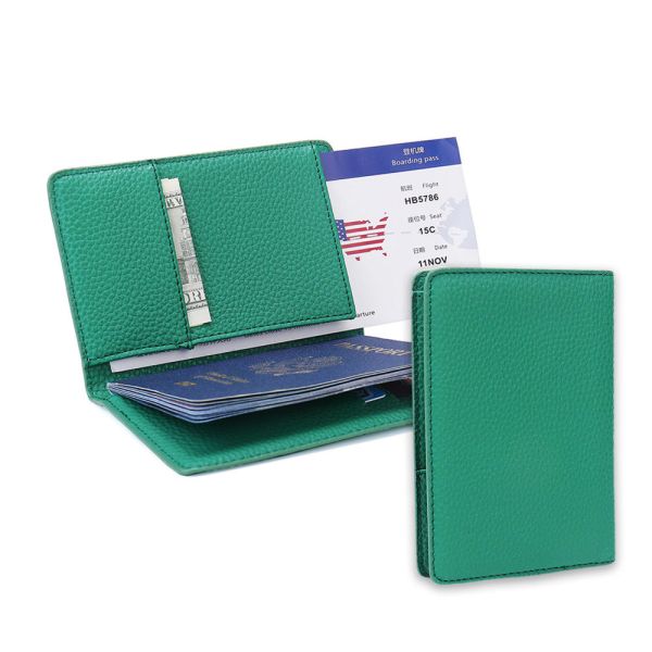 PU Leather Multi Pocket Travel Organizer Passport Slot Card Holder Cash Ticket Storage