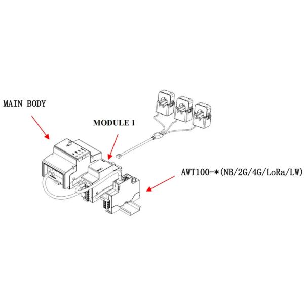 Счетчик энергии RS485 цепи радиотелеграфа ADW210 IoT Multi с дисплеем LCD