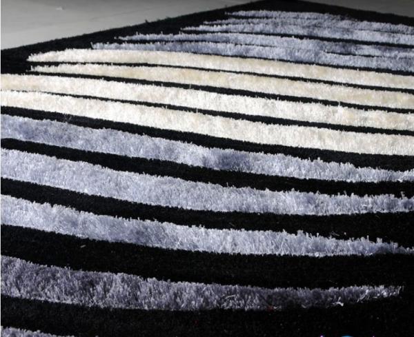 White/Black/Grey Wave 3D Polyester Shaggy Rug Modern Area Carpet(3226)