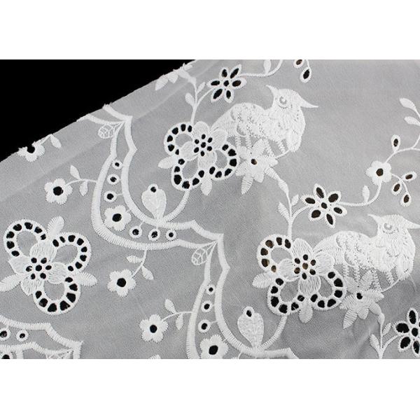 Ткань шнурка 49 дюймов шифоновая вышитая с флористической отверстией птицы