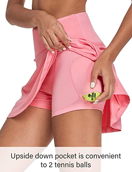 Women Double Layer 2 In 1 High Waisted Tennis Skirt 250gsm With Inside Pockets