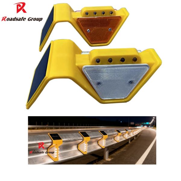 Thailand Solar 8 LED Light Guardrail Trapezoid Solar Delineator Post Traffic 95*95*260mm Highway Guardrail Reflector