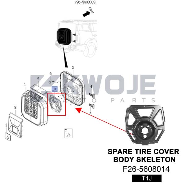 OE F26-5608014 Auto Parts Spare Tire Cover Body Skeleton Body Kit For Jetour Traveler