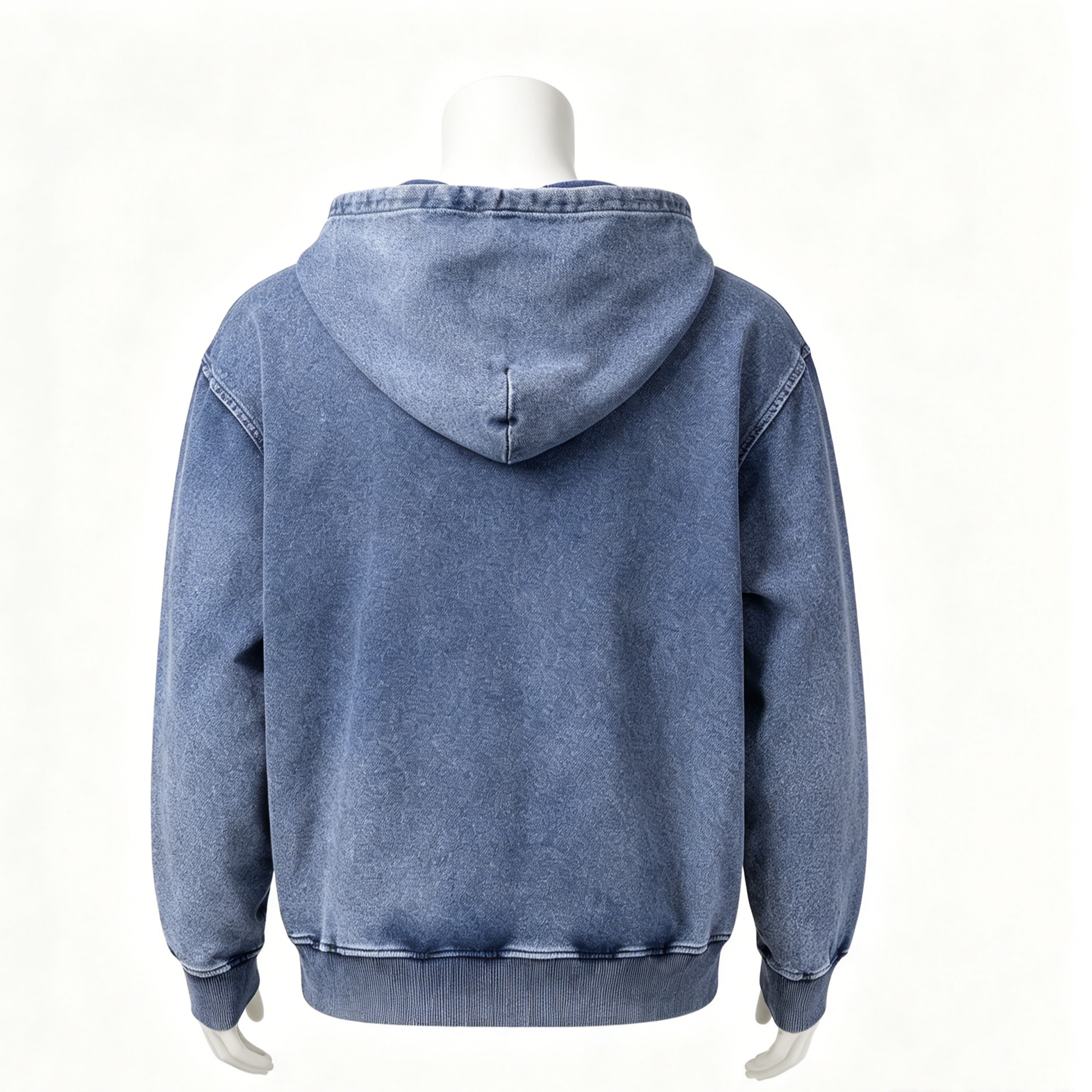 380g Heavyweight Stone Wash Hoodies Vintage Street Washed Denim Hoodie For Fall Winter