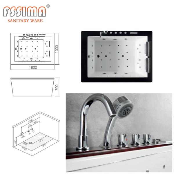 Верхняя часть гидромассажных светов ванны 1800 водоворота водопада красочных деревянная