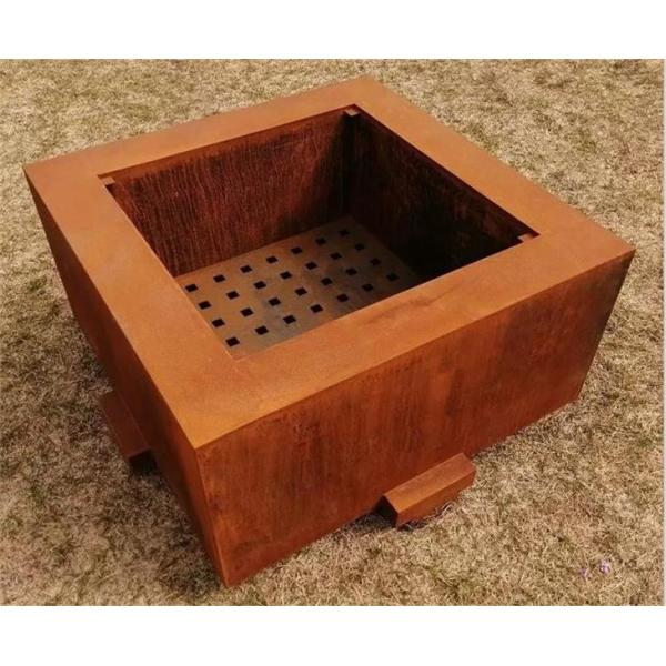 120cm Larger Outdoor Heating Square Corten Steel Wood Burning Fire Pit Table