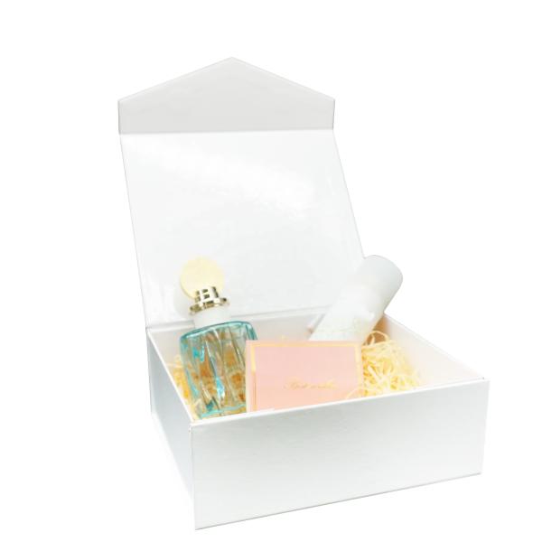 Caixa de presente de papelão dobrável magnético branco brilhante para presentes de artesanato