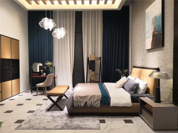 Italy design of Dresser with Mirror by Oak wood table in Pure painting and Smart storage drawers leather belt decorative