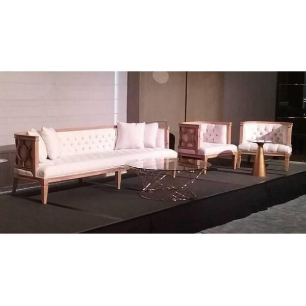 High End Classic Wood Frame Sofa , Living Room Fabric Sofas With High Density Foam