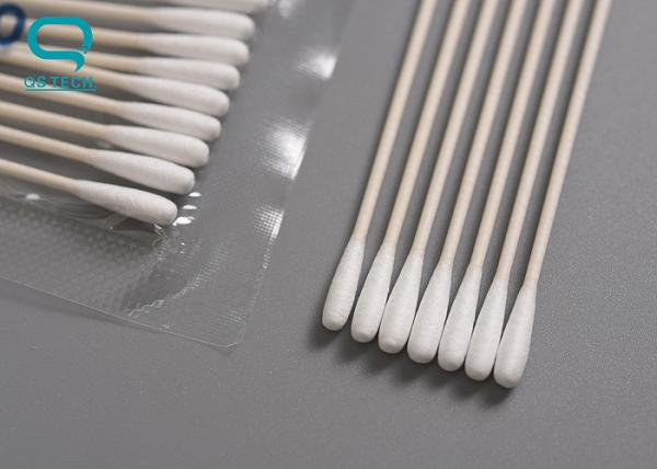 Cleanroom Disposable Cotton Cleaning Swabs With Smooth Pointed Head