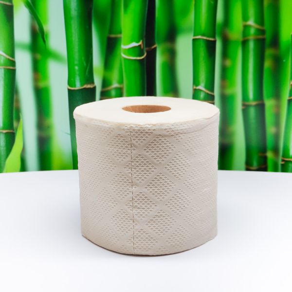 High quality Strong pure bamboo pulp cream beige 3ply 2 ply bamboo toilet paper