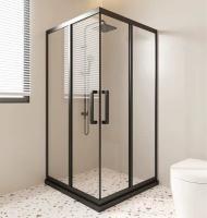 Salle de douche salle de bain porte vitrée carré en diagonale coulissante