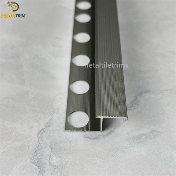 Aluminum Alloy 6063 Stair Nose Tile Edging Trim Anodized Matt Bronze Non Slip
