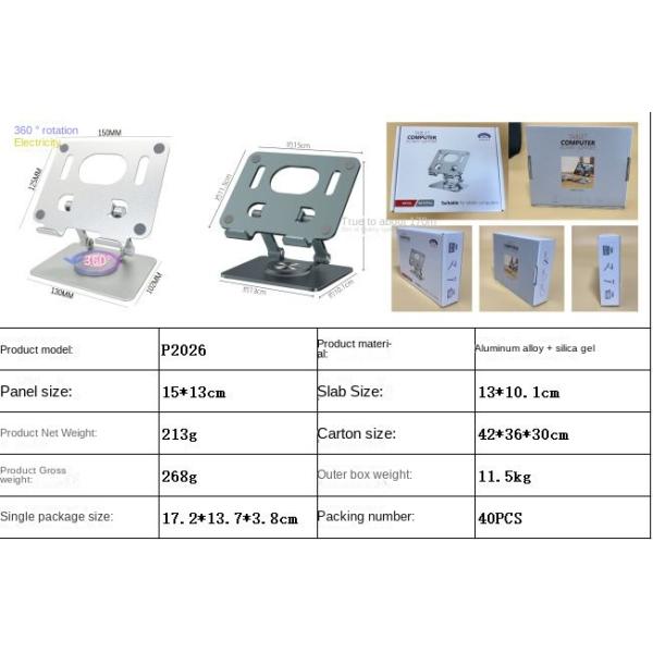Adjustable Cell Phone Stand Holder for 4-13 Inches Tablet 360 Rotating Mount Steel Holder