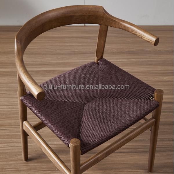 Modern Wooden Dining Chair with Wishbone Design and Antique Rope Seat