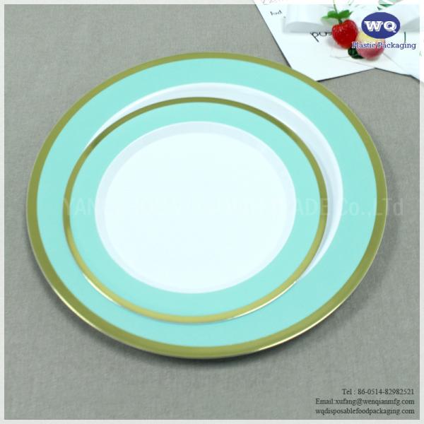 Disposable 7.5 Inch 10Inch PS Plastic Dinner Plate,Golden Rim Plate,Plastic Dinner Plates,Durable Plastic Plates Seller