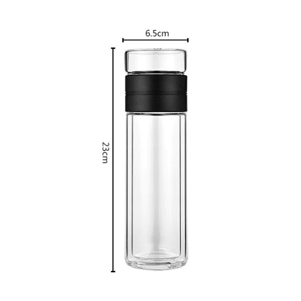 Double Wall Insulated Glass Water Bottle With Lids Fruit Infuser For Your Convenience